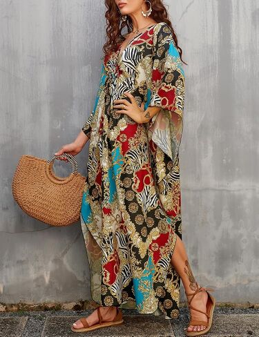 Bsubseach Kaftan Dresses for Women Plus Size Long Bohemia Beach Dress Print Caftan Loungewear in Saudi Arabia