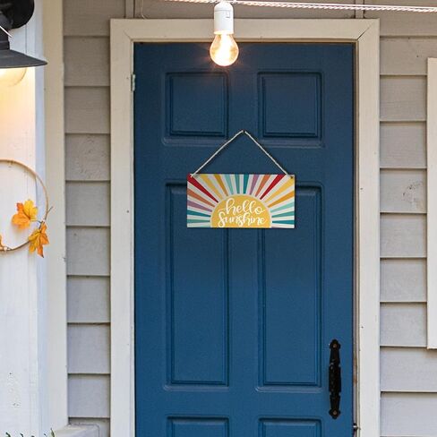Vintage Boho Orange Sun Sunrise Colorful Sunshine Sunray Printed Wood Plaque Sign Wall Hanging,Modern Mid Century Hanging Wall Signs for Bohemian Home Room Dorm Decor 12 x 6 Inches in Saudi Arabia