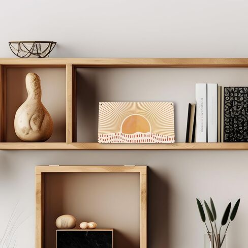 Vintage Boho Orange Sun Sunrise Colorful Sunshine Sunray Printed Wood Plaque Sign Wall Hanging,Modern Mid Century Hanging Wall Signs for Bohemian Home Room Dorm Decor 12 x 6 Inches in Saudi Arabia