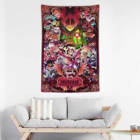 CooolTapestry Hazbin Anime Hotel Tapestry Aesthetic Tapestry for Bedroom Aesthetic Tapestries Wall Decor Hanging for Living Room 40""x60"", style-1 in Saudi Arabia