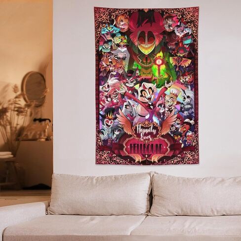 CooolTapestry Hazbin Anime Hotel Tapestry Aesthetic Tapestry for Bedroom Aesthetic Tapestries Wall Decor Hanging for Living Room 40""x60"", style-1 in Saudi Arabia
