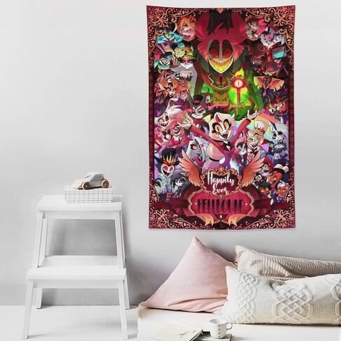 CooolTapestry Hazbin Anime Hotel Tapestry Aesthetic Tapestry for Bedroom Aesthetic Tapestries Wall Decor Hanging for Living Room 40""x60"", style-1 in Saudi Arabia