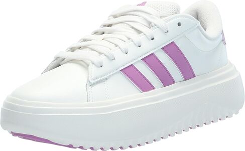 adidas Women's Grand Court Platform Sneaker, White/Sandy Pink Met./Sandy Pink, 10 in Saudi Arabia