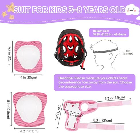 خوذة دراجة للأطفال، خوذة دراجة للأطفال قابلة للتعديل من JAOBHAHY مع ملصقات DIY، مجموعة وسادات للركبة للأطفال ومنصات الكوع، مناسبة لحماية الرياضات المتعددة، خوذة للأطفال من سن 3 إلى 5 إلى 8 سنوات in Kuwait