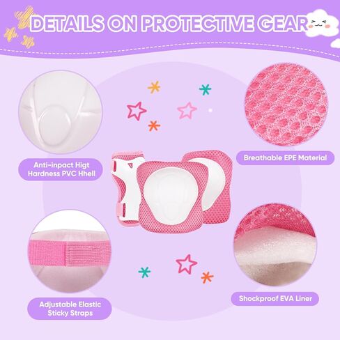 خوذة دراجة للأطفال، خوذة دراجة للأطفال قابلة للتعديل من JAOBHAHY مع ملصقات DIY، مجموعة وسادات للركبة للأطفال ومنصات الكوع، مناسبة لحماية الرياضات المتعددة، خوذة للأطفال من سن 3 إلى 5 إلى 8 سنوات in Kuwait
