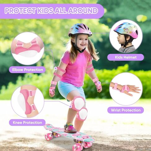 خوذة دراجة للأطفال، خوذة دراجة للأطفال قابلة للتعديل من JAOBHAHY مع ملصقات DIY، مجموعة وسادات للركبة للأطفال ومنصات الكوع، مناسبة لحماية الرياضات المتعددة، خوذة للأطفال من سن 3 إلى 5 إلى 8 سنوات in Kuwait