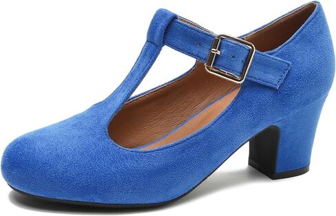 Women's Mary Jane Pumps T-Strap Block Chunky High Heels Ankle Strap Buckle Comfortable Wedding Dress Evening Party Shoes in Saudi Arabia