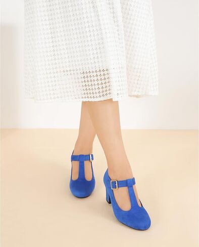 Women's Mary Jane Pumps T-Strap Block Chunky High Heels Ankle Strap Buckle Comfortable Wedding Dress Evening Party Shoes in Saudi Arabia