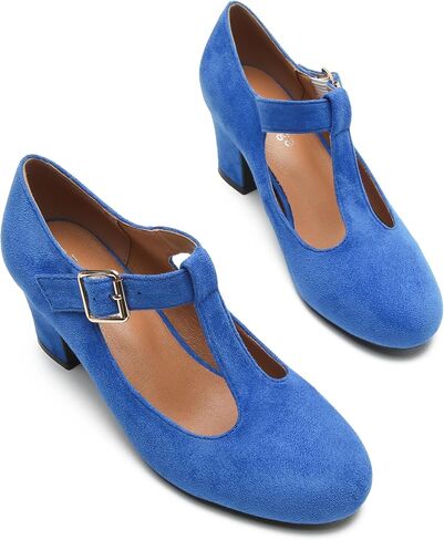 Women's Mary Jane Pumps T-Strap Block Chunky High Heels Ankle Strap Buckle Comfortable Wedding Dress Evening Party Shoes in Saudi Arabia