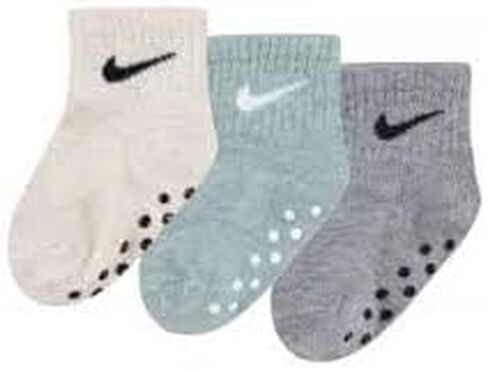 جوارب Nike للأطفال الصغار بمقبض الكاحل (3 أزواج) (الولايات المتحدة، العمر، سنتان، 4 سنوات، أسمر/رمادي/أزرق مخضر) in Saudi Arabia