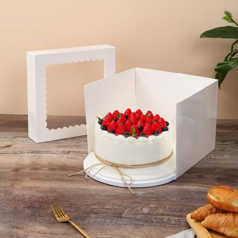 1 Pack Cake Boxs with Drums, 10x10x8 Inches Tier Tall Cake Box with Window, 1 Corrugated Cake Box and Boards in Saudi Arabia