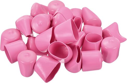 uxcell 30pcs Rubber End Caps 25mm(1 inch) ID Vinyl Round Tube Bolt Cap Cover Screw Thread Protectors Pink in Saudi Arabia