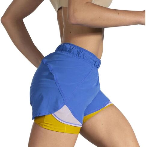 شورت Brooks Womens Chaser 5 بوصات 2 في 1 Bluetiful/Golden Hour MD (الولايات المتحدة 8-10) 5 in Saudi Arabia