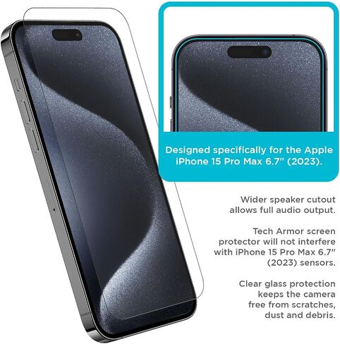 Tech Armor Ballistic Glass Screen Protector Designed for Apple iPhone 12 Pro Max 6.7 Inch 3 Pack Tempered Glass 2020 in Saudi Arabia