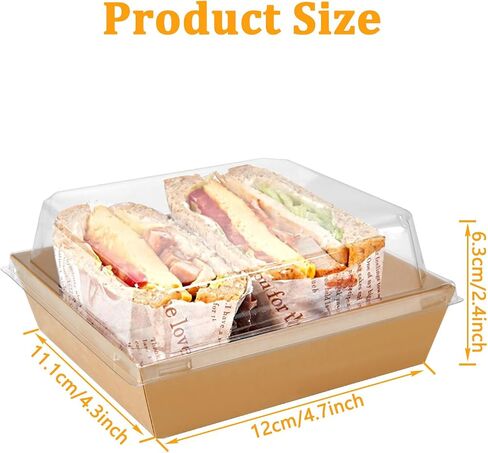CYEAH 50 Pack Paper Charcuterie Boxes with Clear Lids, 5 Inch Brown Square Disposable Charcuterie Food Containers Bakery Boxes for Sandwich, Slice Cake, Cookies, Chocolate and Strawberries in Saudi Arabia