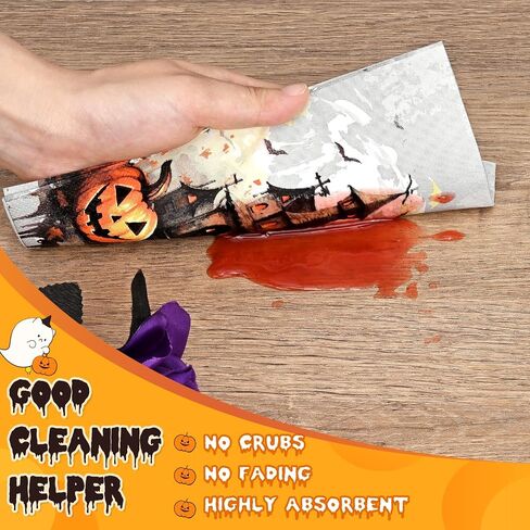 Homlouue 100PCS Halloween Napkins, Halloween Castle Pumpkins Paper Napkins, 3-Ply Halloween Napkins Disposable, Halloween Party Napkins, Halloween Hand Towels for Bathroom Guest Dinner Tea in Saudi Arabia