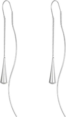 Silver Simple Water Drop Earrings for Women Teen Girls Small Sterling Sliver Plated Classic Dangle Hoop Earring Thread Drop Earrings Fashion Costume Jewelry in Saudi Arabia