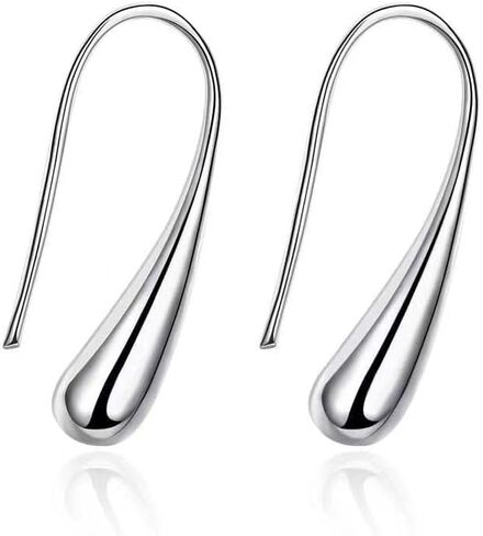 Silver Simple Water Drop Earrings for Women Teen Girls Small Sterling Sliver Plated Classic Dangle Hoop Earring Thread Drop Earrings Fashion Costume Jewelry in Saudi Arabia