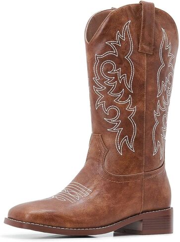 Women’s Black Rhinestone Cowboy Boots Mid Calf Almond Toe Chunky Heel Sparkling Cowgirl Boots（Size 7 Black） in Kuwait