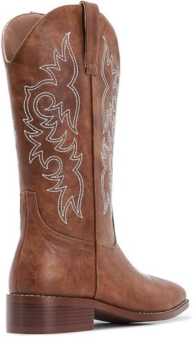 Women’s Black Rhinestone Cowboy Boots Mid Calf Almond Toe Chunky Heel Sparkling Cowgirl Boots（Size 7 Black） in Kuwait