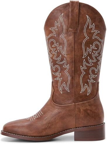 Women’s Black Rhinestone Cowboy Boots Mid Calf Almond Toe Chunky Heel Sparkling Cowgirl Boots（Size 7 Black） in Kuwait