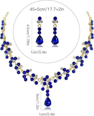 Purple Necklace and Earrings Set Crystal Bridal Wedding Jewelry Sets for Brides Bridesmaid Prom Costume Accessories for Women in Saudi Arabia
