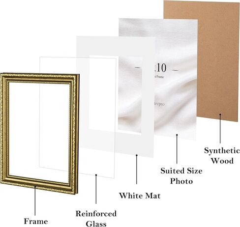 مجموعة إطارات صور eletecpro مقاس 8 × 10 مكونة من 4، إطارات صور عتيقة مع زجاج، إطارات ذهبية مقاس 8 × 10 عرض صورة 5 × 7 مع حصيرة أو 8 × 10 بدون حصيرة لسطح الطاولة أو ديكور الحائط، ذهبي in Kuwait