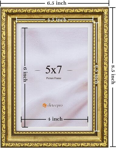 مجموعة إطارات صور eletecpro مقاس 8 × 10 مكونة من 4، إطارات صور عتيقة مع زجاج، إطارات ذهبية مقاس 8 × 10 عرض صورة 5 × 7 مع حصيرة أو 8 × 10 بدون حصيرة لسطح الطاولة أو ديكور الحائط، ذهبي in Kuwait