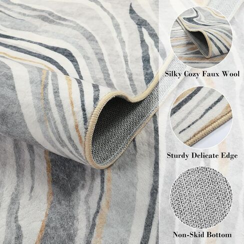 سجاد Wonnitar قابل للغسل في الغسالة مقاس 5 × 7، سجادة منطقة حديثة رمادية كبيرة لغرفة المعيشة غير قابلة للانزلاق سجادة غرفة نوم تجريدية ناعمة ورقيقة للغاية ولا تتساقط سجادة أرضية لغرفة الطعام للضيوف وغرفة الطعام in Kuwait