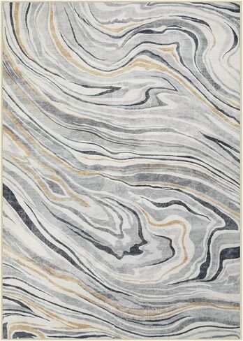 سجاد Wonnitar قابل للغسل في الغسالة مقاس 5 × 7، سجادة منطقة حديثة رمادية كبيرة لغرفة المعيشة غير قابلة للانزلاق سجادة غرفة نوم تجريدية ناعمة ورقيقة للغاية ولا تتساقط سجادة أرضية لغرفة الطعام للضيوف وغرفة الطعام in Kuwait