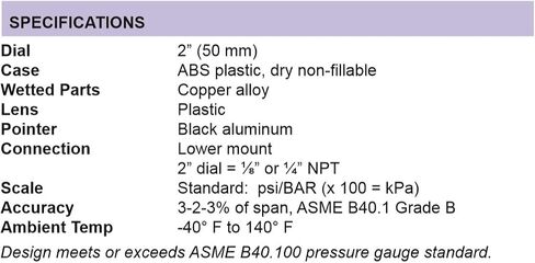 PIC Gauges SEP-101D-204D Utility Gauge Plastic CASE, 3-2-3% Accuracy in Kuwait