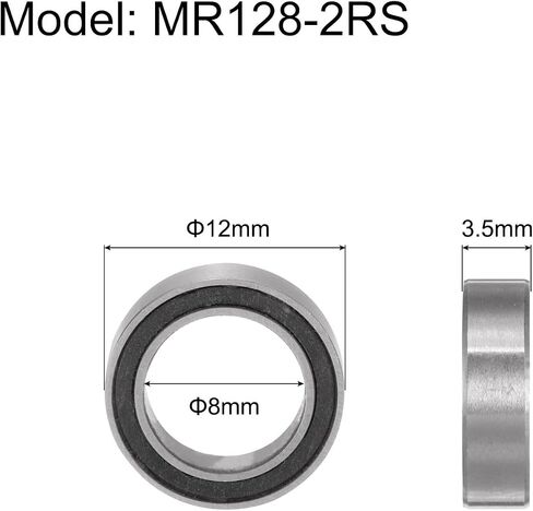 10pcs MR128-2RS Deep Groove Ball Bearings - [ 3.5x12x8mm, Double Rubber Seals ] Chrome Steel Miniature Bearing for Motors Gearboxes RC Cars | P6 (ABEC3) in Saudi Arabia