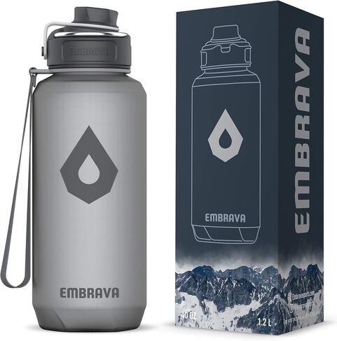 Embrava 40oz Water Bottle - Large with Travel Carry Ring - Wide Leak Proof Drink Spout - Heavy-Duty, BPA & BPS Free Tritan Plastic - Best for Sports, Hiking, Gym, Men & Women in Kuwait