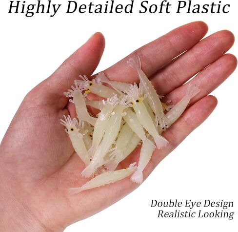 طعوم صيد بلاستيكية ناعمة من QualyQualy طُعم صناعي متوهج طُعم جمبري ديدان طُعم صيد الجليد من أجل Crappie Walleye Bass Trout 54 قطعة/50 قطعة in Kuwait