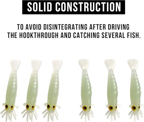 طعوم صيد بلاستيكية ناعمة من QualyQualy طُعم صناعي متوهج طُعم جمبري ديدان طُعم صيد الجليد من أجل Crappie Walleye Bass Trout 54 قطعة/50 قطعة in Kuwait