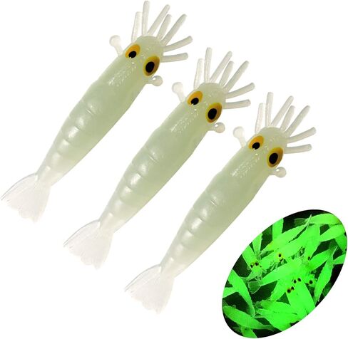 طعوم صيد بلاستيكية ناعمة من QualyQualy طُعم صناعي متوهج طُعم جمبري ديدان طُعم صيد الجليد من أجل Crappie Walleye Bass Trout 54 قطعة/50 قطعة in Kuwait