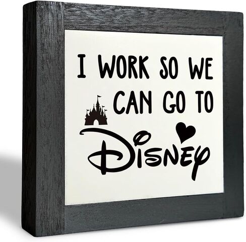 Inspirational Wood Signs, Box Wood Plaques Desk Décor, Decorative Plaques and Signs, Rustic Office Decor Art, Motivational Office Desk Decor, Farmhouse Home Decor, I Work So We Can Go to Disney C in Saudi Arabia