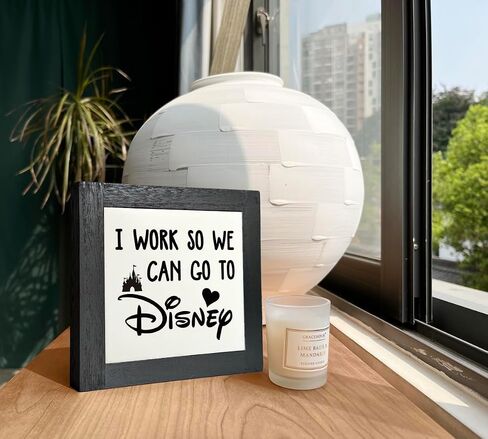Inspirational Wood Signs, Box Wood Plaques Desk Décor, Decorative Plaques and Signs, Rustic Office Decor Art, Motivational Office Desk Decor, Farmhouse Home Decor, I Work So We Can Go to Disney C in Saudi Arabia