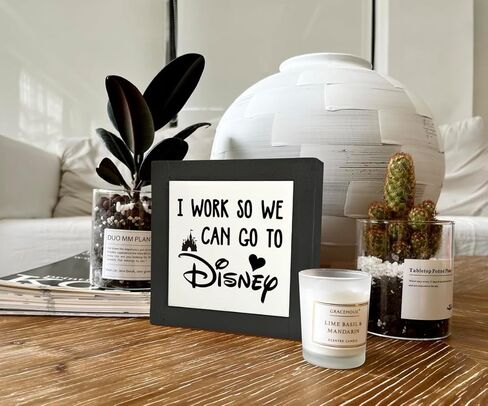 Inspirational Wood Signs, Box Wood Plaques Desk Décor, Decorative Plaques and Signs, Rustic Office Decor Art, Motivational Office Desk Decor, Farmhouse Home Decor, I Work So We Can Go to Disney C in Saudi Arabia
