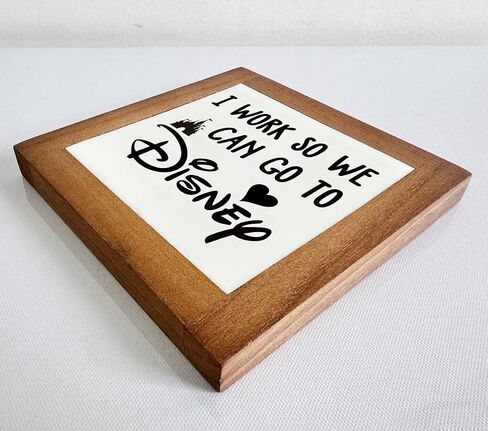 Inspirational Wood Signs, Box Wood Plaques Desk Décor, Decorative Plaques and Signs, Rustic Office Decor Art, Motivational Office Desk Decor, Farmhouse Home Decor, I Work So We Can Go to Disney C in Saudi Arabia