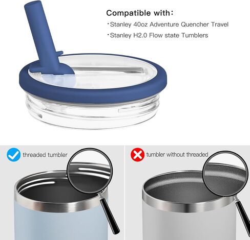 2 Pack 40 oz Tumbler Flip Straw Lid Replacement fit for Stanley Quencher, Spill Proof Tumbler Cover for Stanley Cup in Saudi Arabia