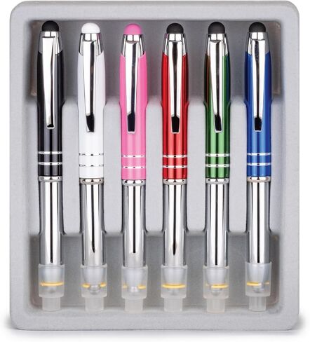 Travigo 6-Set 3-in-1 Capacitive Stylus LED Light Ballpoint Metal Pen Set | Writes in the Dark | Black White Red Green Blue in Kuwait