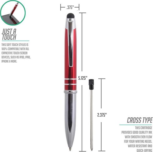 Travigo 6-Set 3-in-1 Capacitive Stylus LED Light Ballpoint Metal Pen Set | Writes in the Dark | Black White Red Green Blue in Kuwait