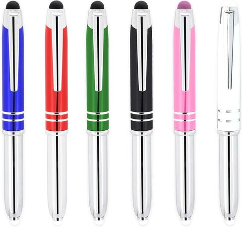 Travigo 6-Set 3-in-1 Capacitive Stylus LED Light Ballpoint Metal Pen Set | Writes in the Dark | Black White Red Green Blue in Kuwait