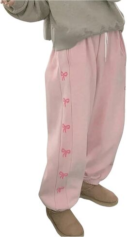 Milumia Women's Bow Print Drawstring Waist Sweatpants with Pockets in Saudi Arabia