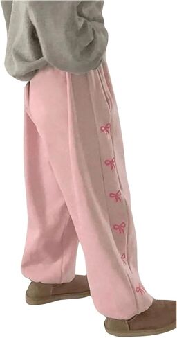 Milumia Women's Bow Print Drawstring Waist Sweatpants with Pockets in Saudi Arabia