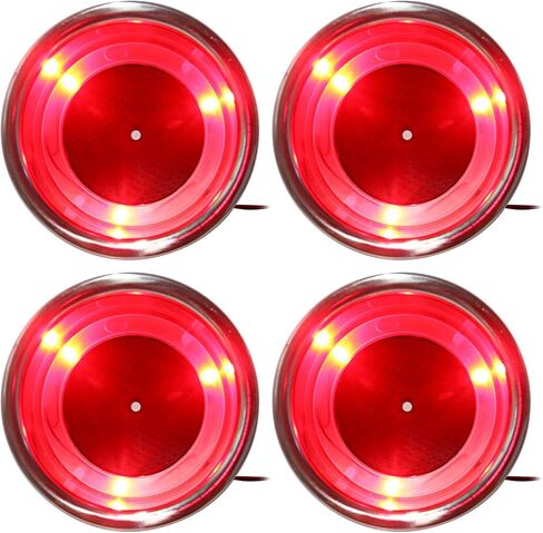 Amarine Made 4 PCS LED Cup Holders 3 Red LED Lighted Stainless Steel Cup Drink Holder with Drain & LED for Marine Boat Rv Camper in Saudi Arabia