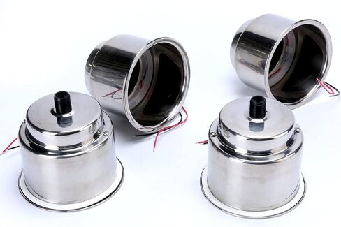 Amarine Made 4 PCS LED Cup Holders 3 Red LED Lighted Stainless Steel Cup Drink Holder with Drain & LED for Marine Boat Rv Camper in Saudi Arabia