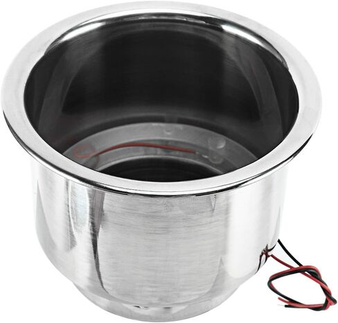 Amarine Made 4 PCS LED Cup Holders 3 Red LED Lighted Stainless Steel Cup Drink Holder with Drain & LED for Marine Boat Rv Camper in Saudi Arabia