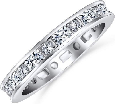 Bling Jewelry Cubic Zirconia CZ Band Stackable Wave Set Eternity Anniversary Wedding Band Ring For Women .925 Sterling Silver in Saudi Arabia